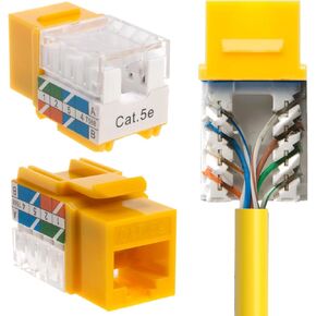 مقبس ايثرنت كات 5 اي RJ-45 كيستون كات 5 شبكة مخرمة 45 درجة اصفر عبوة من 50 قطعة