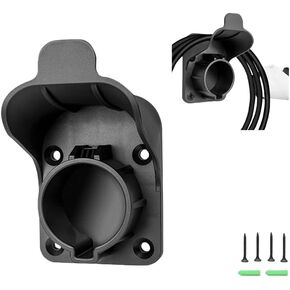 EV Charger Holder Wall Mount for SAE J1772 - Heavy Duty Electric Vehicle Connector Nozzle Holster Dock with Anti-Drop Lock, for Home, Garage, and Outdoor Use