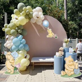 Blue Pooh Baby Shower Atouts Decor 3 PCS Cute Winnie Cutout Prop for Boys First Birthday DeoCration مرحبًا
