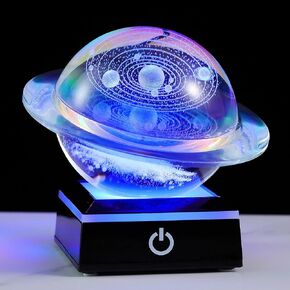 3D Solar System Model كرة بلورية 80 مم 3.15 بوصة - هدايا الفلك الخارجي هدايا الغرفة ديكور الكريستال هدايا فريدة من نوعها للرجال