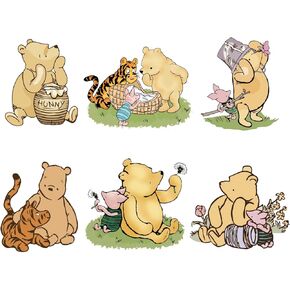 6 PCS Classic Winnie Cletouts with Stand Pooh Baby Shower Cletouts for Winnie Birthday Decorations Myard Signs