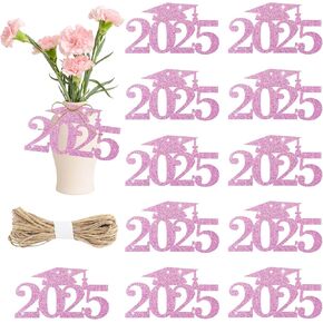 2025 Graduation Party Decorations Cutouts Tags, 24pack Pink Graduation Cap Decorations Class Of 2025 Decorations Confetti Glitter Grad Party 2025 Tags For Table Congrats Grad Decor