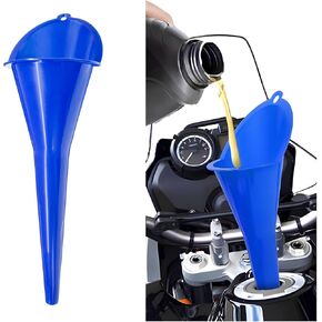 2 PCS Oil Funnel, Automotive Multi-Function Plastic Fuel Funnel with Long Neck, Universal Engine Oil Funnel for Filling Oils Gas Lubricants and Fluids, Car Accessories (Blue)