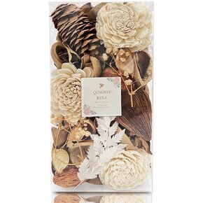 Qingbei Rina Spring Potpourri Bags, Mangnolia Scented Potpourri Bowl Filler,White Decorative Potpourri Dried Flowers,Home Fragrance Sachet,Vase Fillers,Bathroom Decor(10oz)