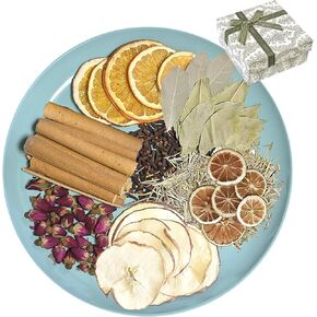 غليظ potpourri ، وعاء potpourri على نار خفيفة - القرفة ، القرنفل ، إكليل الجبل ، شرائح برتقالية ، وردة ، أوراق الغار ، شريحة الليمون ، شريحة التفاح ， هدية مثالية للدفاع عن المنزل هدية