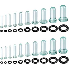 20pcs Glass Ear Stretching Kit,Dead Stretching Kit,Single Flare Glass Plugs with O-Rings,Safe Ear Gauges for Women & Men,Body Jewelry for Piercing,Stretching & Ear Expanders（1.6mm to 12mm）