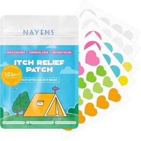 Bite Itch Relief Patch 101Pcs Anti Itch Stickers Nature Formula Hydrocolloid Fast Bite Itch Relief Chemical-Free Safe for Kids Prevent Itching&Scratching Minimize Dark Marks 3 Size 3 Style (101)