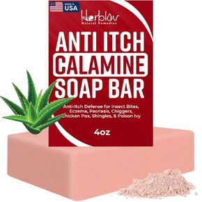 Calamine Soap Bar for Itching – All Natural Instant Itch Relief – Calming Calamine Soap for Itchy Skin, Insect Bite, Eczema, Ivy Rash, Chicken Pox – Pure Raw Anti-Itch Defense Cleansing Skincare
