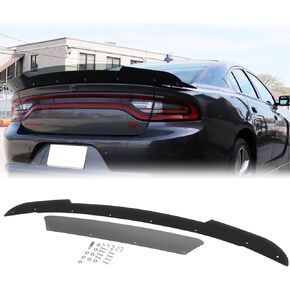 Venom Series V1 Rear Wickerbill Spoiler for Dodge Charger 2015-2024 SRT Scat Pack Hellcat Daytona, 2 Pieces Add-on Style Wicker Bill Spoilers with RivNut Tool, Gloss Black