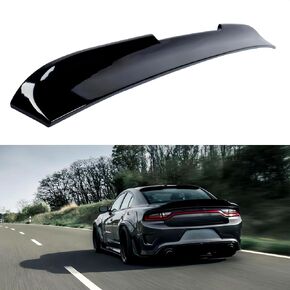 Rooftop Rear Spoiler Compatible with 2015-2023 Dodge Charger, Carbon Fiber Pattern V Style Wing Fits for 15-23 GT Pursuit R/T SRT SRT8 SXT Scat Pack SE Enforcer Daytona