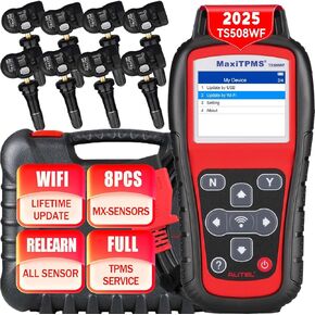 Autel MaxItpms TS508WF Kit ، أداة برمجة TPMS ، ترقية Autel TS508/TS501/TS408 ، قم بتنشيط جميع المستشعرات/إعادة توحيد برنامج TPMS (315/433 ميجا هرتز) ، إعادة تعيين/تشخيص رمز TPMS/Clear.