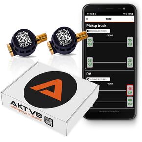 PressureTech Wireless Tire Pressure Monitoring System - TPMS Sensors for Automobiles, Motorcycles, Powersport Vehicles, RVs, Trailers - Real-Time Display w/iOS or Android App (0-150 PSI) (Pack of 2)