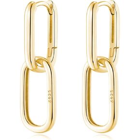 reffeer 925 Sterling Silver Link Chain أقراط طوق للنساء المراهقات U Hoop الأقراط