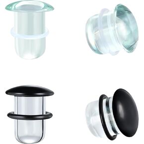 Glass Ear Stretching Kit Single Flare Plugs & Rubber Rings Unique 1mm Increments 3mm-25mm Gradual Sizing Smooth Glass Gauges for Daily Wear Earring Expander Stretcher Piercing Body Jewelry 4Pcs