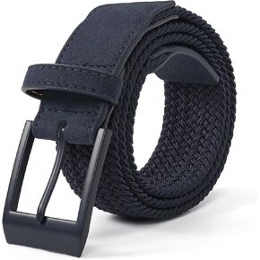 Mile High Life Braided Stretch Golf Belt Pin Oval Solid Color Buckle Leather Loop End Tip Belt For Men/Women/Junior