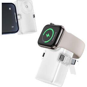 Portable Charger for iPhone Apple Watch,Samsung 5000mAh 20W PD Fast Charging Built-in Foldable USB-C Connector,Travel Power Bank Compatible with iPhone 15/14/13/12 Plus/Pro/Max/iWatch9/8/7/6/Se