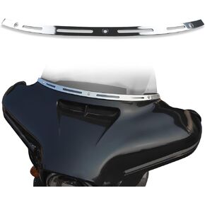 Windshield Trim for Street Glide 14-23, Chrome Polished Stainless Slotted Windscreen Trim for Harley Tri Glide Street Glide Electra Glide Ultra Classic CVO 2014-2023 Accessories
