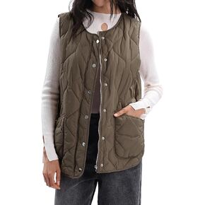 Xintianji Women Lightweight Quilted Outerwear Vest Coats - Sleeveless Zip Winter Jacket with Pockets