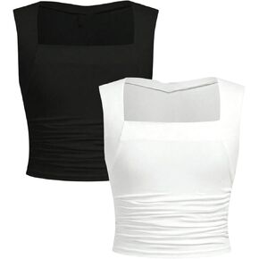SOLY HUX Girl's Tank Tops Cute Ruched Crop Top Shirts Camisole 2 Piece Trendy Summer Clothes for Teen Girls