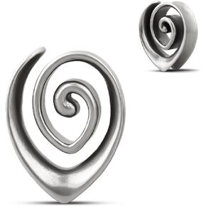 Erkuoo 2pcs 2g 0g 00g-1 "Trendy spiral double flared tunnels الأنيقة المقياس الأذن المطلي بالفضة النحاسية نقالة الأذن hypoallergenic المرأة المجوهرات الثابتة للآذان الحساسة