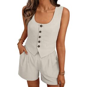 LILLUSORY Women Summer Two Piece Vest Short Sets Business Casual Outfits 2025 Trendy Dressy Suit Spring Matching Clothing