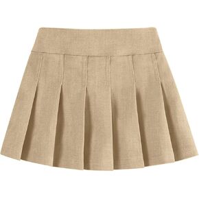 Neutocd Toddler Girls Skirts Skorts Denim Elastic Waistband Flared Pleated Skirts for Girls Kids Casual Stretchy Skater Skirt
