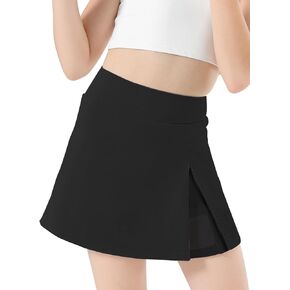 Girls Tennis Skirt with Shorts Pocket, High Waisted Athletic Skort Kids Splicing Mesh A-Line Skirts for Golf Running in Kuwait