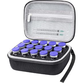 15 Slots Insulin Vial Protector Case, Insulin Vial Organizer Bag for Diabetics Standard 10ml U-100 Vials, Insulin Carrying Case Fridge Holder Storage Holder, No Ice Pack