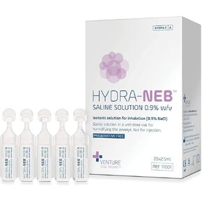 Isotonic 0.9% Sodium Chloride - 50ml Saline Solution 0.9% NaCl - Inhalation Solution for Nebuliser – Reduce Mucus and Allergy - Nebulizer Saline Solution