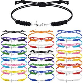 RTTERI 20 PCS Faith Cross Bracelets ملهمة عيد ميلاد المجوهرات هدايا الفولاذ المقاوم للصدأ الأمل السحر القابل للتعديل هدايا دينية للنساء المسيحيين
