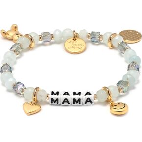 Mama Charm Bracelet, The Original Word Bracelet, Made with Colorful Beads, Plated Brass Charms and Plated Brass Hardware, Handcrafted Design & Positive Message, Size XS