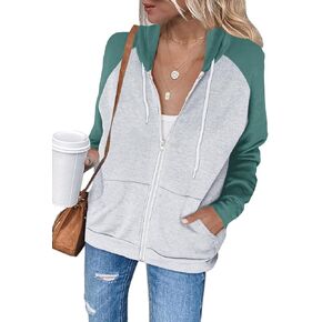 Ezbelle Women's Color Block zip Up Hoodie Sweatshirt stack stack stack stack stack