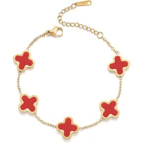18K Gold Plated Clover Lucky Bracelet for Women Four leaf Bracelets Cute Colorful Bracelets Jewelry Gifts Trendy for Women