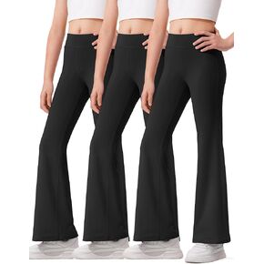 Hasmes 3 Pack Girls Flare Leggings Kids Bell Bottom High Pherced Dance Yoga Pantswear Activewear