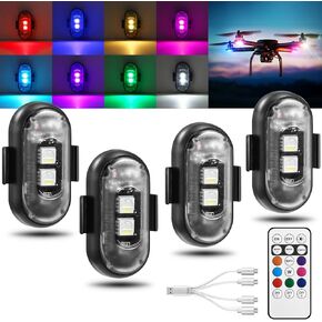 4 مساءً مصابيح LED اللاسلكية مع التحكم عن بعد ، 8 ألوان مصابيح LED لاسلكية قابلة لإعادة الشحن للسيارة ، مصباح تحذير للطوارئ المضاد للماء للدراجة النارية طائرة بدون طيار دراجة نارية.