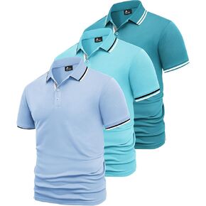 GEEK LIGHTING 3 Pack Mens Polo Shirts Short Sleeve Athletic Polo for Men Casual Moisture Wicking T-Shirts with Pocket