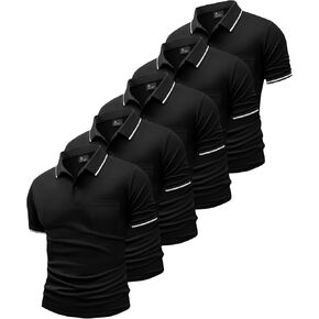 Geek Lighting 5 Pack Men Polo قمصان مع قميص جيب الجولف متعدد الجيب للرجال الرطوبة الفطرية القمصان الرياضية غير الرسمية