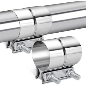 2.75 Inch Exhaust Clamp, 2 3/4'' Lap Joint Band Clamp for Pipes Catalytic Converters, Mufflers Clamp Stainless Steel 2PCS