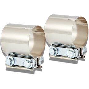 Butt Joint Band Clamps,Exhaust Muffler Clamp Exhaust Pipe Clamps Sleeve Stainless Steel (2, 1.5'')