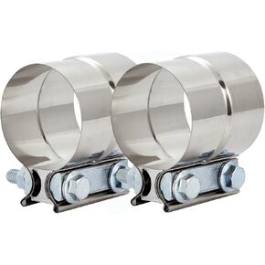 2PCS 1.5" Lap Joint Band Clamps,Exhaust Muffler Clamp, Exhaust Pipe Clamps preformed Stainless Steel