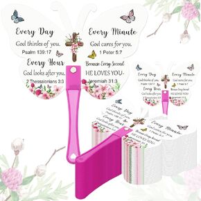 50 Pcs Butterfly Christian Church Plastic Fans Religious Handheld Fan Bulk Religious Gifts Thick Fans with Plastic Handle for Church Women Men Decoration Gift