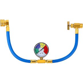 NOLITOY Car AC Charge Hose for Automotive Air Conditioning Filling, Charging Hose with Pressure Gauge, 1/2"Can Tap Dispensing Valve