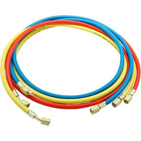 New Upgrade 29985 Plus II Manifold Hose Set,72" Standard 1/4" FL to 1/4" Low Loss Hvac Hoses Compatible with R410A and All Common Refrigerants-800 PSI Working Pressure(3 Pack)