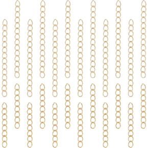 UniCraftale 100pcs 2 سلسلة الموسع 304 سلسلة تويست الفولاذ المقاوم للصدأ سلسلة 25-53 مم سلسلة تمديد سلسلة التمديد قابلة للإزالة لسلسلة قرط القلادة صنع سلسلة مفاتيح سوار القلادة