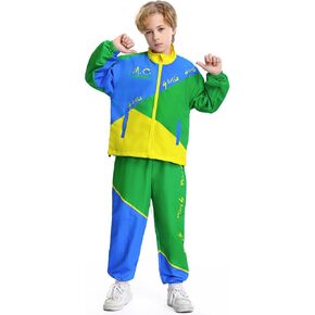 Kids Retro Tracksuit, Boys' Girls' Hip Hop Dance Clothes Color Block Outfits Unisex Patchwork Jacket Pants Streetwear Set