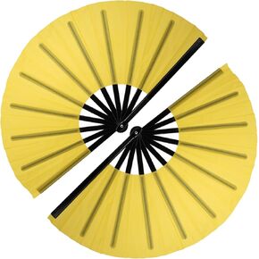 QIRMIZI Large Folding Hand Rave Fan - Nylon Cloth Fans-Vintage Retro Fans for Chinese Japanese Kung Fu, Tai Chi, Dance, Music Festivals, Parties, and Decorations,Pink