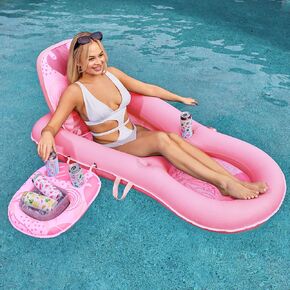Sloosh Pool Floats Lounger للبالغين ، تجمعات القماش عوامات الصالة القابلة للتحويل 2 في 1 عائم عائم مع حاملي كوب قابلة للتعديل للاشتراك لحفل البلياردو