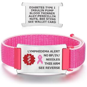 Divoti Lymphedema Alert ID Bracelets for Women - "No BP/IV/NEDLES TER ARM"