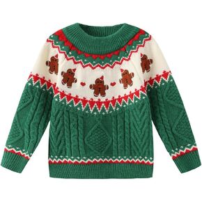 فتيات عيد الميلاد سترة pullover عيد الميلاد Gingerbread Fair Isle Warm Winter متماسكة أعلى