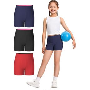 Jocmic 3 Pack Girls Shorts Shorts Dance Gymnastics Yoga تشغيل للأطفال من 4 إلى 12 سنة
